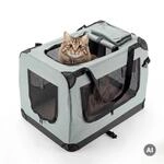 Fudajo Transportbox L Faltbar Grau 70X52X50Cm Hundebox Katzenbox Reisebox