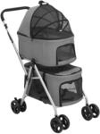 vidaXL Hundewagen f&uuml;r 2 Hunde Faltbar Grau 83x48x97 cm Oxford-Gewebe 172205