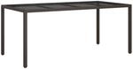 vidaXL Gartentisch Braun 190x90x75 cm Geh&auml;rtetes Glas und Poly Rattan 316711