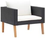 vidaXL 1-Sitzer-Gartensofa mit Auflagen Poly Rattan Schwarz 310220