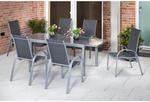 Merxx Amalfi Set 7 -tlg. 6 Stapelsessel Gartentisch Ausziehbar 180(250)x100 cm