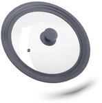 Relaxdays Topfdeckel Glas Silikon Grau Mit Dampfauslassventil 31,5 cm 700 g