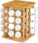 Relaxdays Gew&uuml;rzkarussell Bambus Natur XXL Drehbar mit 32 Gl&auml;sern 28 cm x 25 cm x