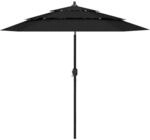 vidaXL Sonnenschirm mit Aluminium-Mast 3-Lagig Schwarz 2,5 m 313866