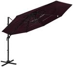 vidaXL Sonnenschirm mit Aluminium-Mast 4-Lagig Bordeauxrot 3x3 m 313832