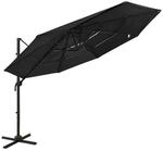 vidaXL Sonnenschirm mit Aluminium-Mast 4-Lagig Schwarz 3x3 m 313834