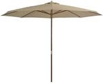 vidaXL Sonnenschirm mit Holzmast 350 cm Taupe 44530