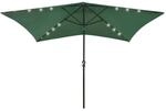 vidaXL Sonnenschirm mit LEDs und Stahl-Mast Gr&uuml;n 2x3 m 313786