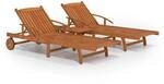 vidaXL 2-tlg. Sonnenliegen-Set mit Tisch Massivholz Akazie 200 x 68 x 30/62/77/85 cm
