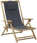 vidaXL Relaxstuhl Verstellbar Dunkelgrau Bambus und Stoff 313024