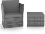 vidaXL Gartensessel mit Hocker Poly Rattan Anthrazit