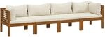 vidaXL 4-Sitzer-Gartensofa mit Creme Kissen Massivholz Akazie 3086933