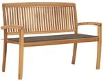vidaXL Stapelbare Gartenbank mit Auflage 128,5 cm Massivholz Teak 3063287