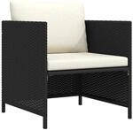 vidaXL Gartensofa mit Kissen Schwarz Poly Rattan 313510
