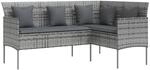 vidaXL Sofa in L-Form mit Kissen Poly Rattan Grau