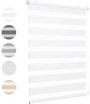 Sekey Doppelrollo Klemmfix ohne Bohren f&uuml;r Fenster Blickdicht 45x150cm Wei&szlig;