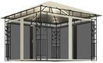vidaXL Pavillon mit Moskitonetz & LED-Lichterkette 3x3x2,73m CremeWei&szlig;