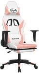 vidaXL Gaming-Stuhl mit Massage & Fu&szlig;st&uuml;tze Wei&szlig; & Rosa Kunstleder Modell 2