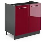Vicco Sp&uuml;lenunterschrank Fame-Line Bordeaux Hochglanz/Anthrazit 80 cm ohne
