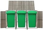 vidaXL M&uuml;lltonnenbox f&uuml;r 3 Tonnen Grau 207x80x117 cm Poly Rattan