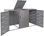 MCW 3er-/6er-M&uuml;lltonnenverkleidung E83 Edelstahl 85kg 116x212x98cm Silber