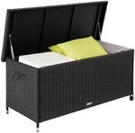 Tectake Auflagenbox Kiruna 270 L Mit Rattangeflecht 2 Griffschlaufen und 2 Rollen 
