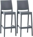 CLP 2er Set Barhocker Maya Kunststoff Dunkelgrau