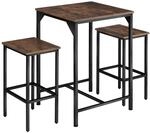Tectake Barset Inverness 3 Teilig Tisch Mit 2 Hockern 120 x 60 x 91 cm Industrial
