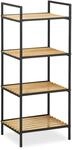 Relaxdays Standregal Bambus Eisen Braun Schwarz mit 4 Ablagen 95 cm x 39 cm x 32,5 cm