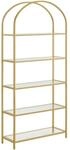 Vasagle B&uuml;cherregal 5 Ablagen Hartglas 30,2 cm x 83 cm x 183,5 cm Gold