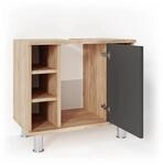 Vicco Waschbeckenunterschrank Fynn Anthrazit/Goldkraft Eiche 60 x 54 cm