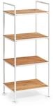Zeller Standregal mit 4 Ablagen Bambus/Metall 95 cm x 33 cm x 39 cm Wei&szlig;