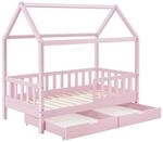 Juskys Kinderbett Marli 80 x 160 cm mit Bettkasten Rosa