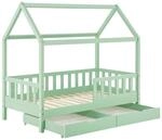 Juskys Kinderbett Marli 80 x 160 cm mit Bettkasten Mint