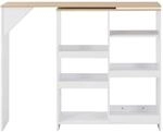 vidaXL Bartisch mit Beweglichem Regal Wei&szlig; 138x39x110 cm mit Natur-Tischplatte