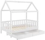 Juskys Kinderbett Marli 90 x 200 cm mit Bettkasten Wei&szlig;