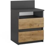 Vicco Nachttisch Monty Anthrazit Goldkraft Eiche 32 x 59 Art Nr 40434