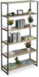 Relaxdays Standregal 6 F&auml;cher Holzwerkstoff Metall Braun Schwarz 180 cm x 95 cm x 35