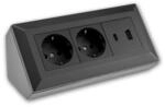 ChiliTec 2-Fach Steckdosenblock USB A&C Schwarz 250V 16A
