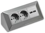 ChiliTec 2-Fach Steckdosenblock 2xUSB A Silber 250V 16A