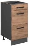 Vicco K&uuml;chenunterschrank R-Line Goldkraft Eiche Anthrazit 40 cm mit Schubladen ohne