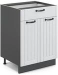 Vicco K&uuml;chenunterschrank Fame-Line Wei&szlig; Landhaus/Anthrazit 60 cm mit Schublade ohne