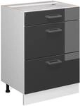 Vicco K&uuml;chenunterschrank R-Line Anthrazit Hochglanz/Wei&szlig; 60 cm mit Schubladen ohne