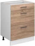 Vicco K&uuml;chenunterschrank R-Line Sonoma/Wei&szlig; 60 cm mit Schubladen ohne Arbeitsplatte