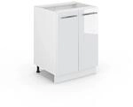 Vicco K&uuml;chenunterschrank Fame-Line Wei&szlig; Hochglanz/Wei&szlig; 60 cm ohne Arbeitsplatte