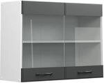 Vicco K&uuml;chenglasschrank R-Line Glash&auml;ngeschrank Anthrazit Landhaus/Wei&szlig; 80 cm