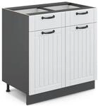 Vicco K&uuml;chenunterschrank Fame-Line Wei&szlig; Landhaus/Anthrazit 80 cm ohne Arbeitsplatte