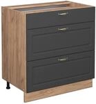 Vicco K&uuml;chenunterschrank Fame-Line Anthrazit-Gold/Goldkraft Eiche 80 cm mit 3