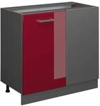 Vicco Eckunterschrank R-Line Bordeaux Hochglanz/Anthrazit 86 cm ohne Arbeitsplatte