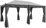 MCW Pergola Calpe 5x3m Grau mit Seitenwand mit Moskitonetz